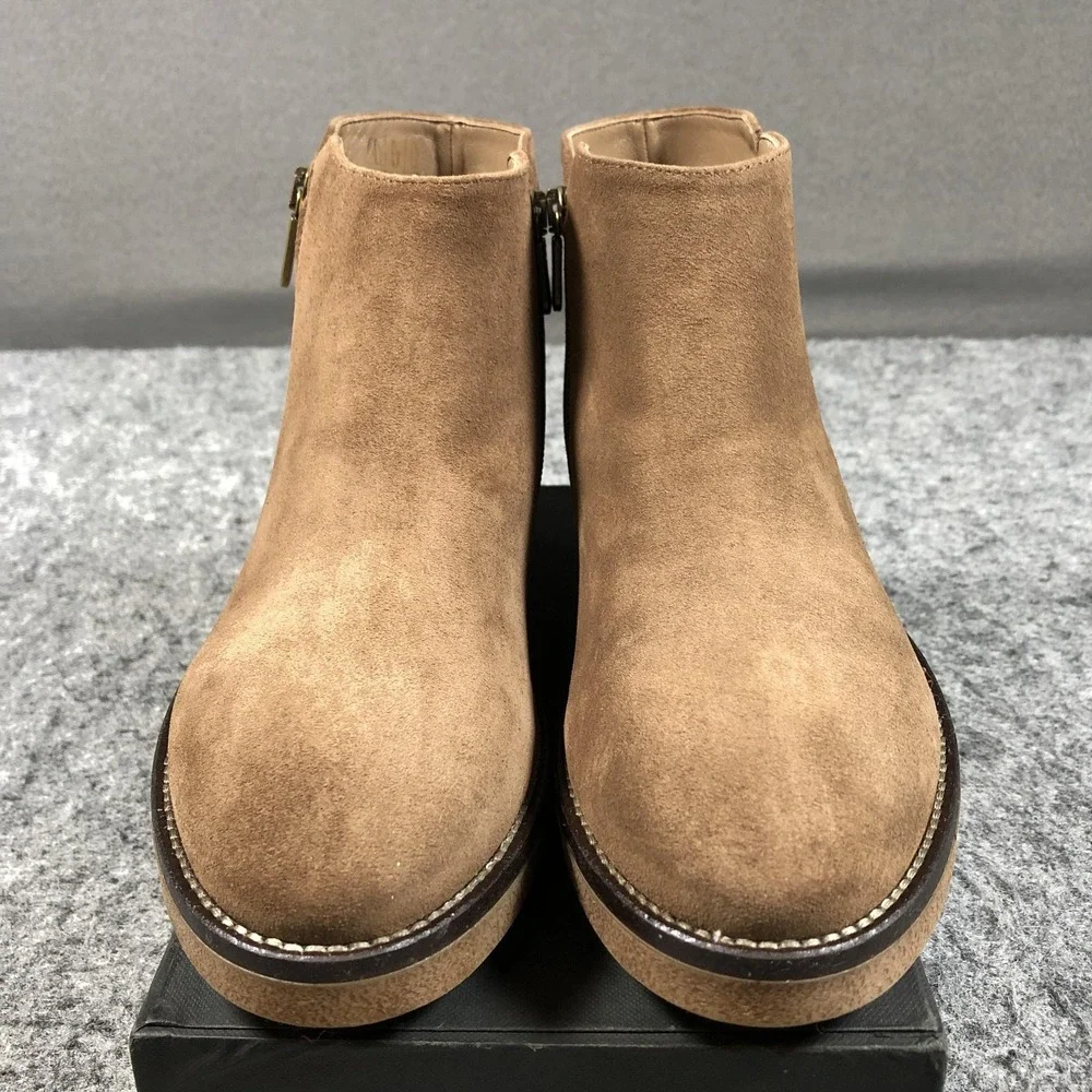 ITALEAU Foliana Ankle Booties Womens 10.5 Brown Suede Waterproof Zip Heel